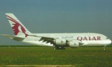 Qatar Airways Airbus A380 A7-APA postcard