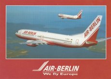 Airline issue postcard - Air Berlin Boeing 737-800 Airline issue postcard - Air Berlin Boeing 737-800 D-ABAP - We Fly Europe