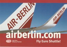 Airline issue postcard - Air Berlin Boeing 737-800 tail + winglet - Fly Euro Shuttle!