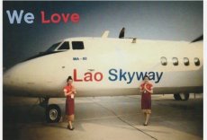 Lao Skyway Airlines Xian MA-60 - Stewardess Crew - postcard