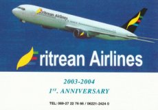 Airline issue postcard - Eritrean Airlines Boeing 767