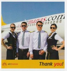 Air Manas Boeing 737 - Crew Stewardess - postcard