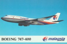 Airline issue postcard - Malaysia Airlines Boeing 747-400