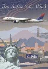 Airline issue postcard - Delta Airlines Boeing 77 Airline issue postcard - Delta Airlines Boeing 777-200