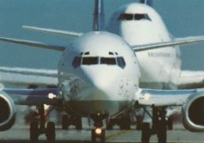 Airline issue postcard - Lufthansa Boeing 737-300 & Boeing 747-400