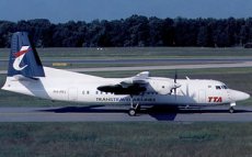 Trans Travel Airlines Fokker 50 PH-PRJ postcard