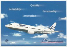 Airline issue postcard - Aegean Airlines B737 Airline issue postcard - Aegean Airlines Boeing 737
