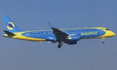 Aerosvit Ukraine Embraer 190 UR-DAS postcard @ Budapest