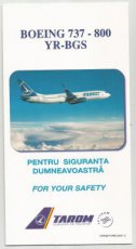 Tarom Boeing 737-800 YR-BGS safety card