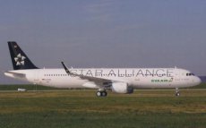 Eva Air Airbus A321 star alliance D-AVZG postcard