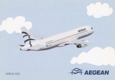 Airline issue postcard - Aegean Airlines A320 Airline issue postcard - Aegean Airlines Greece Airbus A320 advertisement