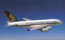 Airline Airbus issue postcard - Singapore Airlines Airbus A380-800