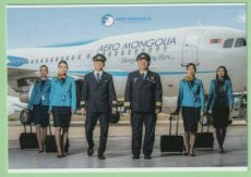 Aero Mongolia Airbus A319 - Crew Stewardess Pilot Aero Mongolia Airbus A319 - Crew Stewardess Pilot - postcard