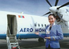 Aero Mongolia Fokker 50 - Crew Stewardess - postcard