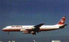 Aeroperu DC-8-62 OB-1210 @ Miami 1993 - postcard