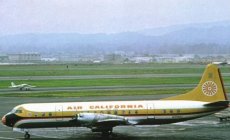 Air California Lockheed L-188 Electra N359AC @ San Francisco 1968 - postcard