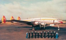 Air Ceylon Lockheed L-749 Constellation PH-LDP stewardess crew postcard