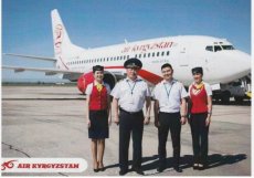 Air Kyrgyzstan Boeing 737 - Crew Stewardess - postcard