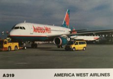 Airline Airbus issue postcard - America West Airlines Airbus A319
