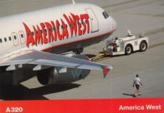 Airline Airbus issue postcard - America West Airlines Airbus A320