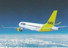 Airline issue postcard - Air Baltic Airbus A220 - Winter 2019 routemap