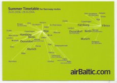 Airline issue postcard - Air Baltic - Reverse side timetable