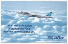 Airline issue postcard - Alfa Airlines Airbus A321 Airline issue postcard - Alfa Airlines Airbus A321