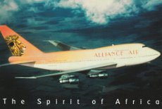 Airline issue postcard - Alliance Air Boeing 747SP