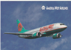 Airline issue postcard - America West Airlines Boe Airline issue postcard - America West Airlines Boeing 737-300