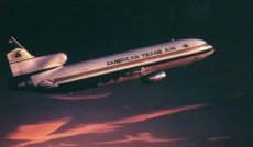 Airline issue postcard - American Trans Air Lockheed L-1011 Tristar