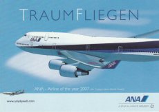 Airline issue postcard - ANA All Nippon Airways B Airline issue postcard - ANA All Nippon Airways Boeing 747-400 "Traumfliegen"