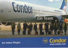 Airline issue postcard - Condor Boeing 767 - Crew Stewardess