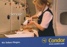 Airline issue postcard - Condor - Service - Crew Stewardess