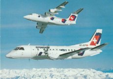 Airline issue postcard - Crossair Avro RJ 85 & Saab 340