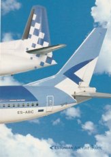 Airline issue postcard - Estonian Air Boeing 737 & Air Baltic Fokker 50