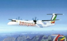 Airline issue postcard - Ethiopian Airlines Dash 8 Q400