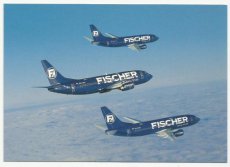 Airline issue postcard - Fischer Air 3x Boeing 737 Airline issue postcard - Fischer Air 3x Boeing 737-300 inflight