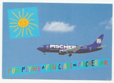 Airline issue postcard - Fischer Air Boeing 737-300 Fun Flying Fun Class