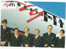 Airline issue postcard - Fly FTI Airbus A320 - Crew Stewardess