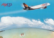 Airline issue postcard - Fly FTI Airbus A320 - sea Airline issue postcard - Fly FTI Airbus A320 - over the sea