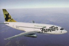 Airline issue postcard - Frontier Airlines Boeing 737-200 N207AU "Black bear cub"