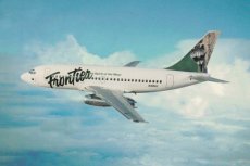 Airline issue postcard - Frontier Airlines Bo737 Airline issue postcard - Frontier Airlines Boeing 737-200 N205AU "Racoon"