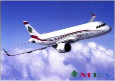 Airline issue postcard - MEA Middle East Airlines Airline issue postcard - MEA Middle East Airlines A320