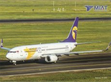 Airline issue postcard - MIAT Mongolian Airlines B Airline issue postcard - MIAT Mongolian Airlines Boeing 737-800