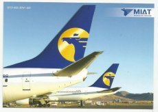 Airline issue postcard - MIAT Mongolian Airlines Boeing 737-800 & 767-300