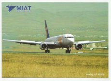 Airline issue postcard - MIAT Mongolian Airlines Boeing 767-300ER landing