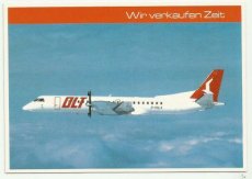 Airline issue postcard - OLT Saab 2000 - Wir verkaufen Zeit