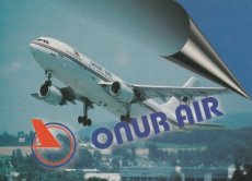 Airline issue postcard - Onur Air Airbus A300