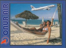 Airline issue postcard - Onur Air Airbus A320 - advertisement