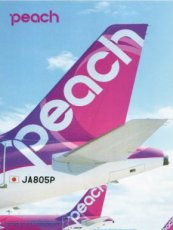 Airline issue postcard - Peach Airbus A320-200 tai Airline issue postcard - Peach Airbus A320-200 tails